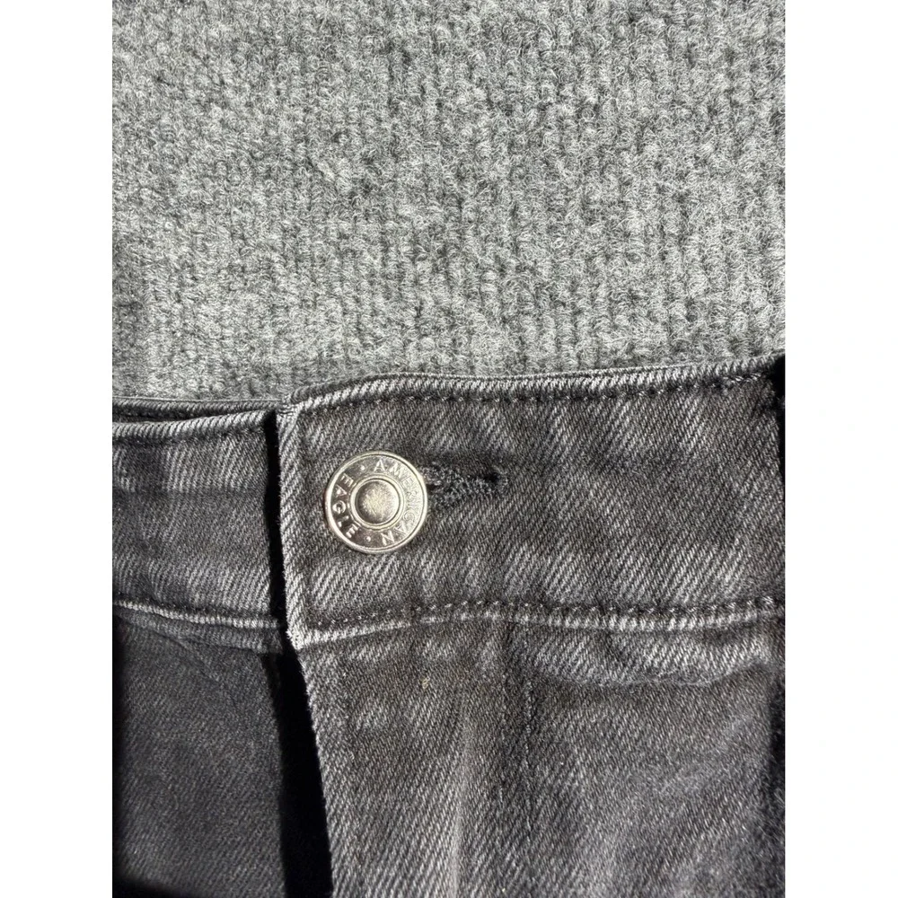 American Eagle Women 10 Black High Waisted Raw Hem‎ Denim Shorts Stretch